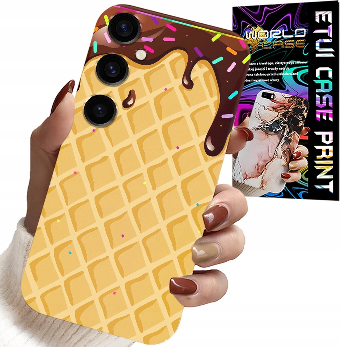 HOESJE VOOR SAMSUNG GALAXY S24 PLUS - MET EEN WAFELMOTIF EN CHOCOLADECOATING