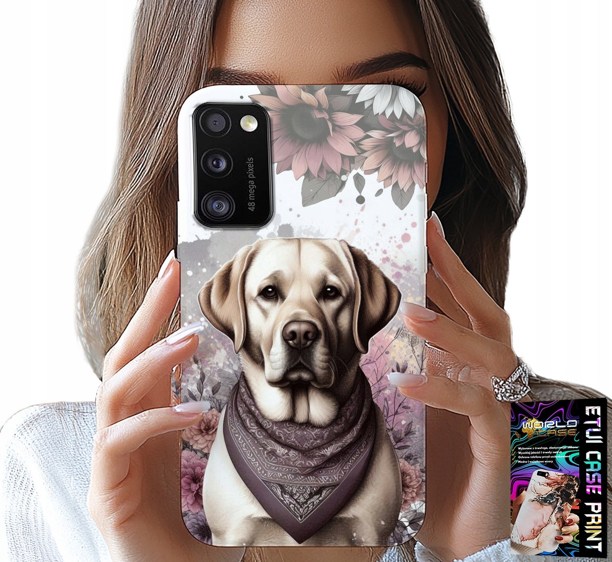 HOESJE VOOR SAMSUNG GALAXY A41 - HONDENPATROON (HUSKY) + GLAS