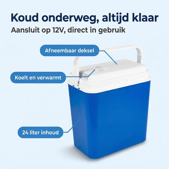 Lomera Elektrische Koelbox - Koelbox 12v - Koelbox Auto - Camping Koelbox - Koelbox Blauw - Thermo Elektrische Koelbox - Frigobox - Koelbox Koelen en Verwarmen van Merkloos — afbeelding 2