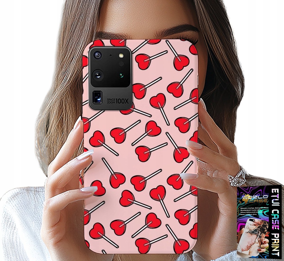 HOESJE VOOR SAMSUNG GALAXY S20 Ultra - VROUWELIJK, MODIEUS PATROON: LOLLIPOPS IN HARTJES