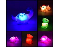 Badspeelgoed - 6 stuks dinosaurus badspeeltjes met lichtjes - Geen gaatjes nodig - Voor baby's en peuters - Verjaardags- en Valentijnscadeaus voor jongens en meisjes - Voor onder de douche, in bad of in het zwembad