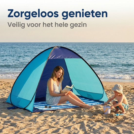Lomera Strandtent Pop-Up UV50+ Bescherming - Opvouwbaar - Windscherm - Zonnetent - Zonnescherm voor Strand en Tuin - Met Grondzeil - Camping - Vakantie - Gezin - Zomer - Festival - Outdoor - Strandscherm - Zonwering - Buitenleven — afbeelding 5
