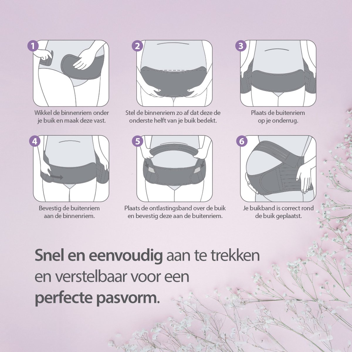 LUVION® Zwangerschapsband – Buikband Zwangerschap – Verstelbare Buikband – Rug- en Bekkenondersteuning – Zwart – L – foto 3