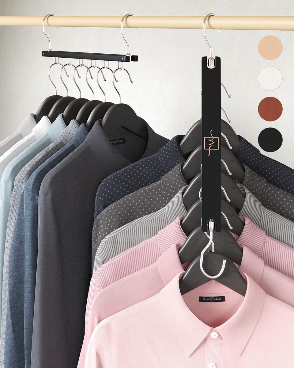 Kast Hangers - Kleding Organizer - Ruimte Besparen - Draaibare Haak - 305 x 102 cm - Houtkleur
