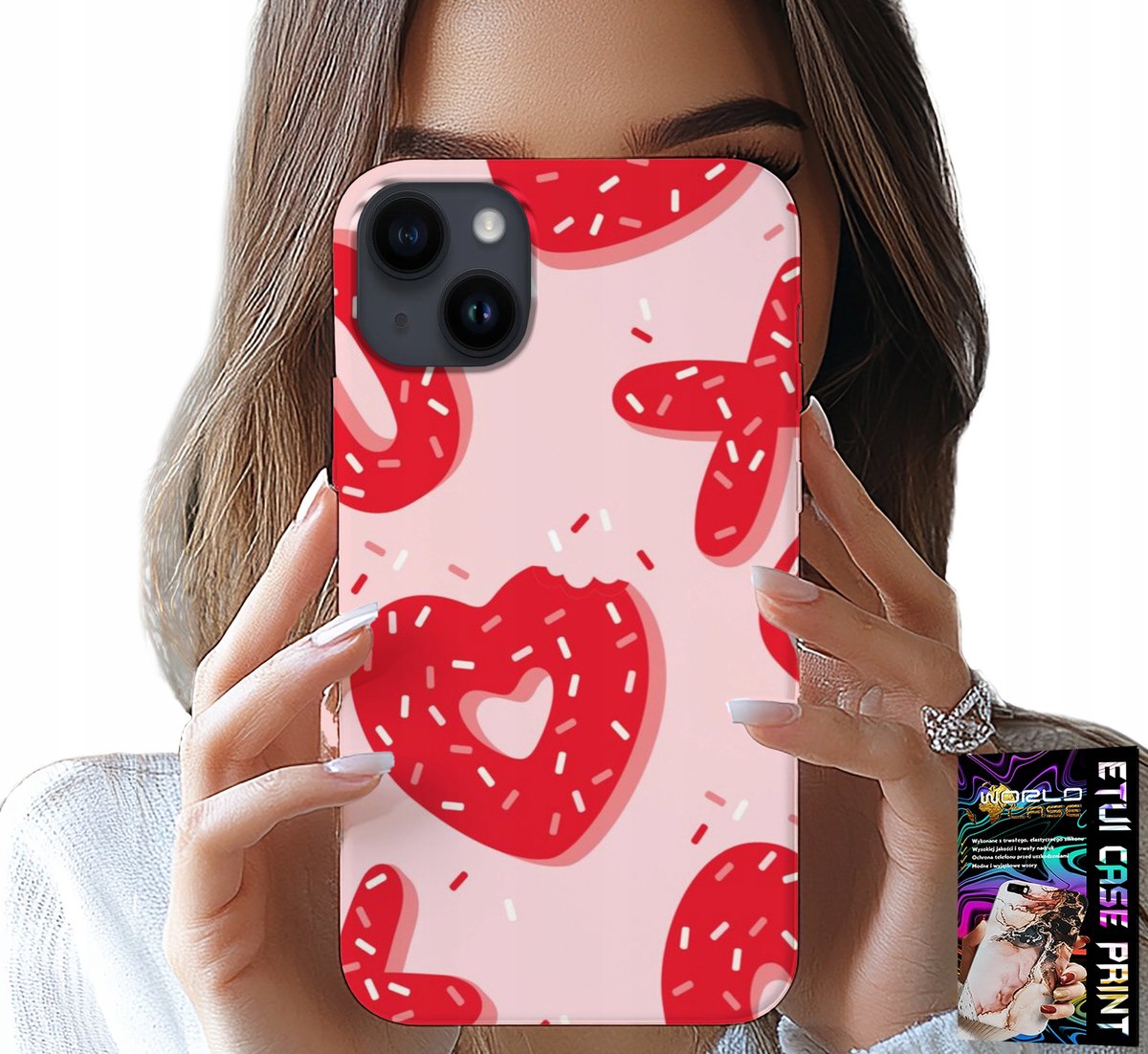 iPhone 15 hoesje - Vrouwelijke, modieuze patronen XOXO hart + glas