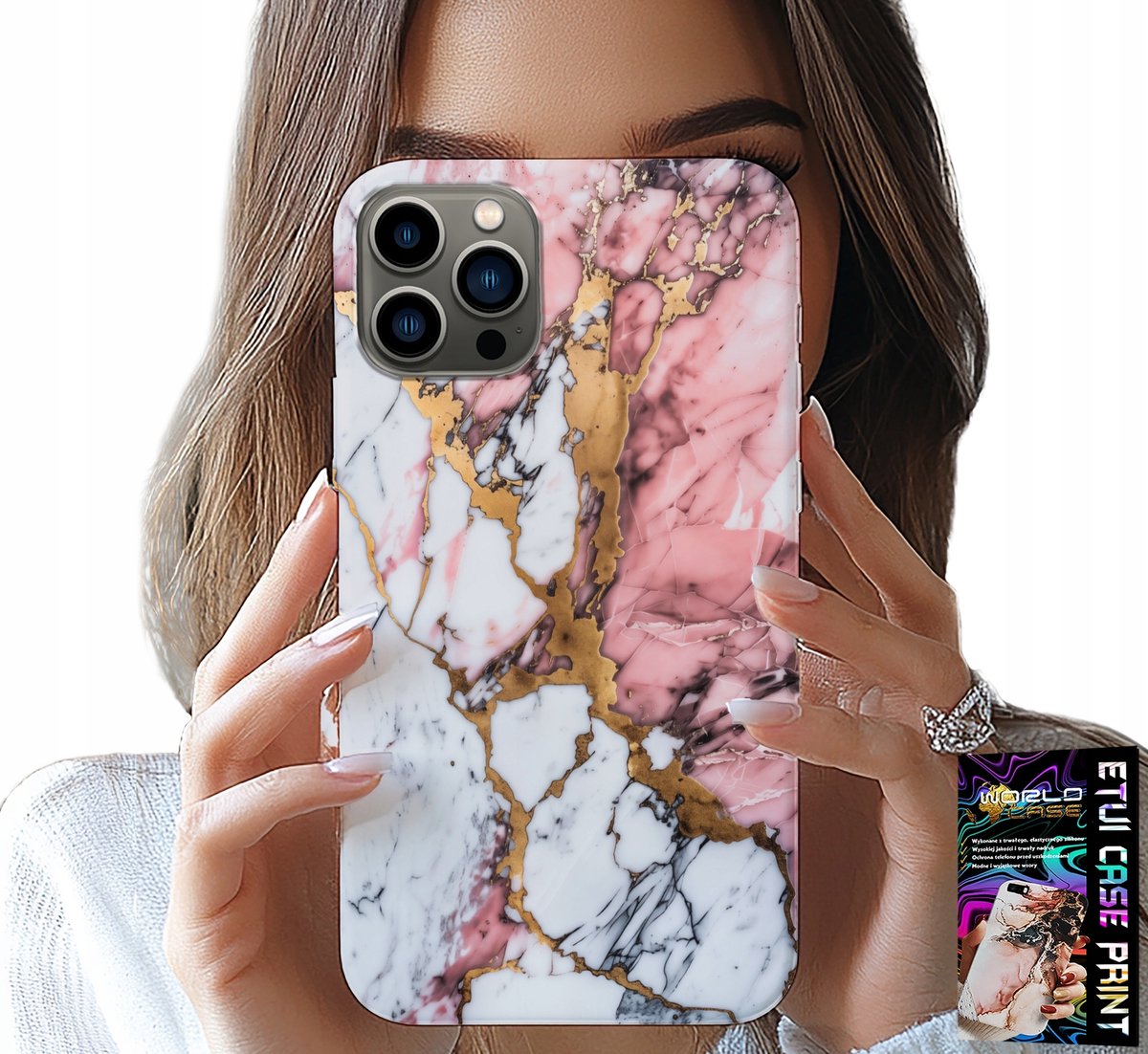 iPhone 11 Pro hoesje - Roze wit marmer, steenpatroon