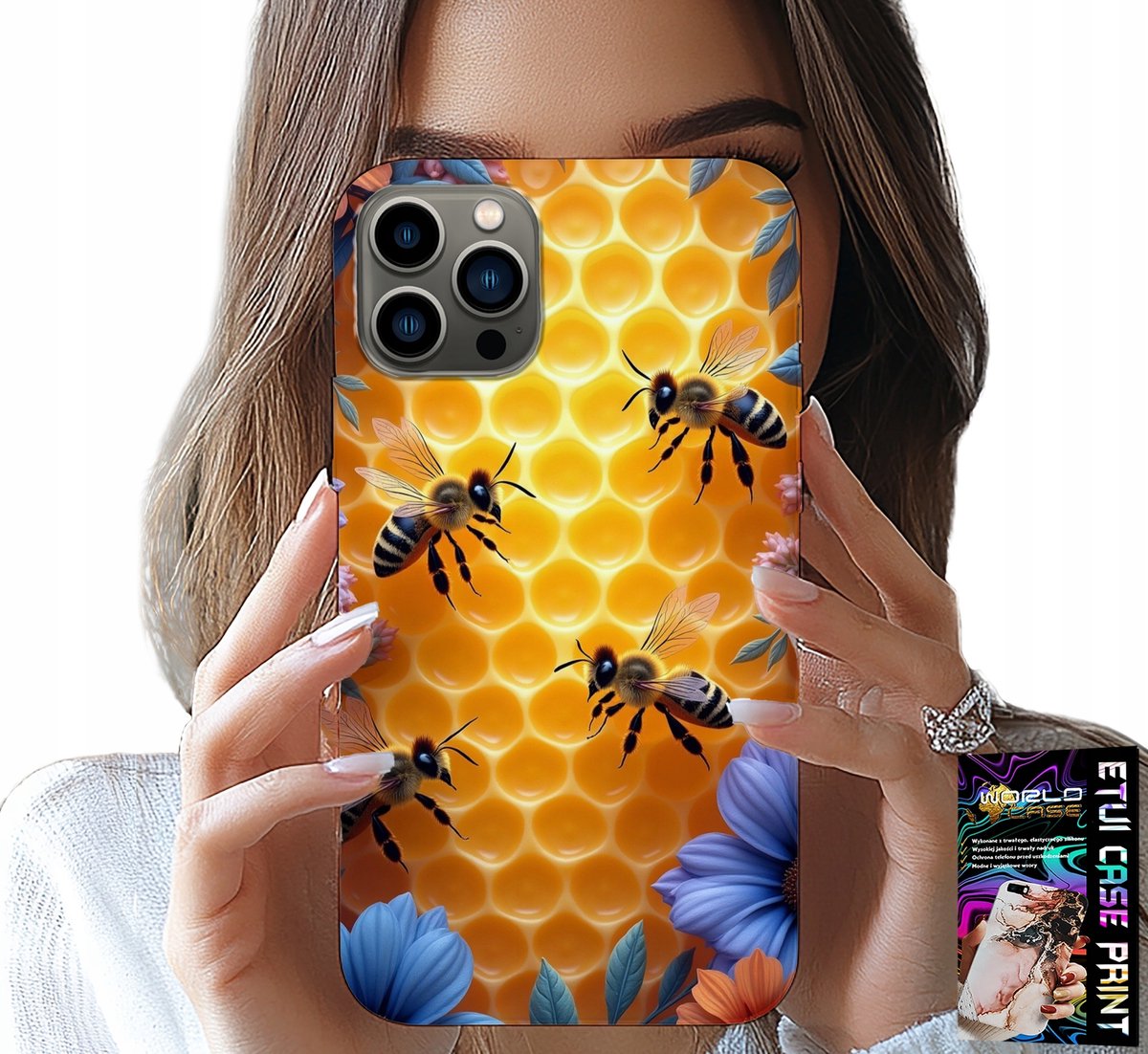 iPhone 11 Pro hoesje - achterkant met bijenkorf en honingraat