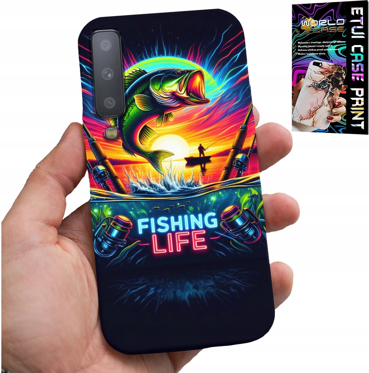 HOESJE VOOR SAMSUNG A7 2018 - VISPATRONEN VIS HENGEL RUGZAK