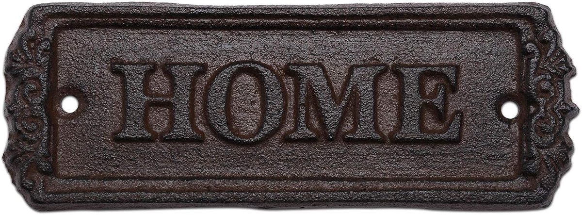 Gietijzer Welkomstbord - Decoratief Bord - Entree Decoratie - Rustieke Boerderij Stijl - 14.5 x 4.3 cm - Bruin