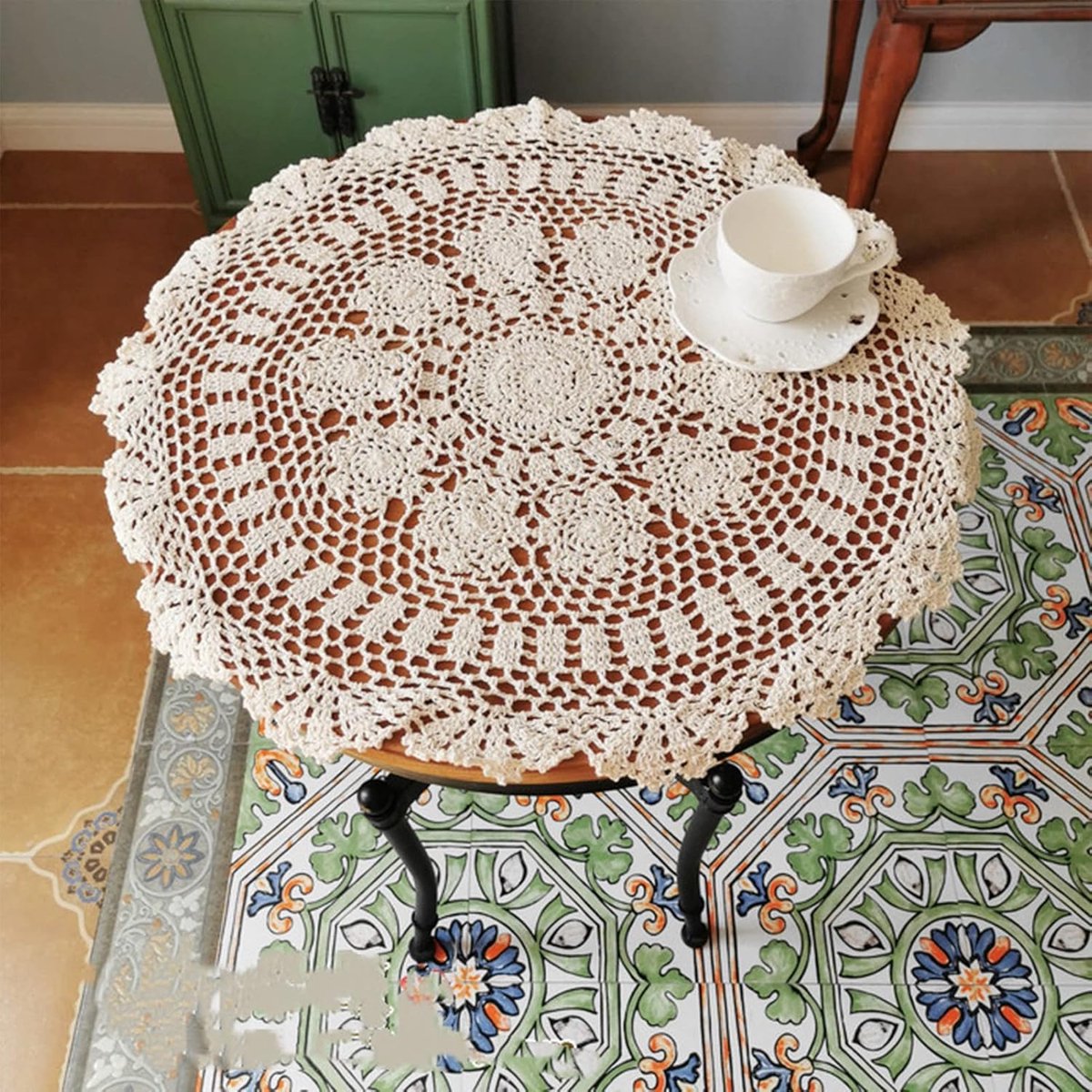 Ovale Doilies - Gehaakte Kleedjes - Tafeldecoratie - Handgemaakt Design - 35 x 40 cm - Wit