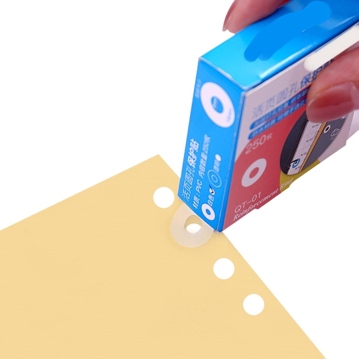 Versterkingsstickers - Ringversterkers - Papier Repareren - Zelfklevend PVC - 6x15 mm - Wit