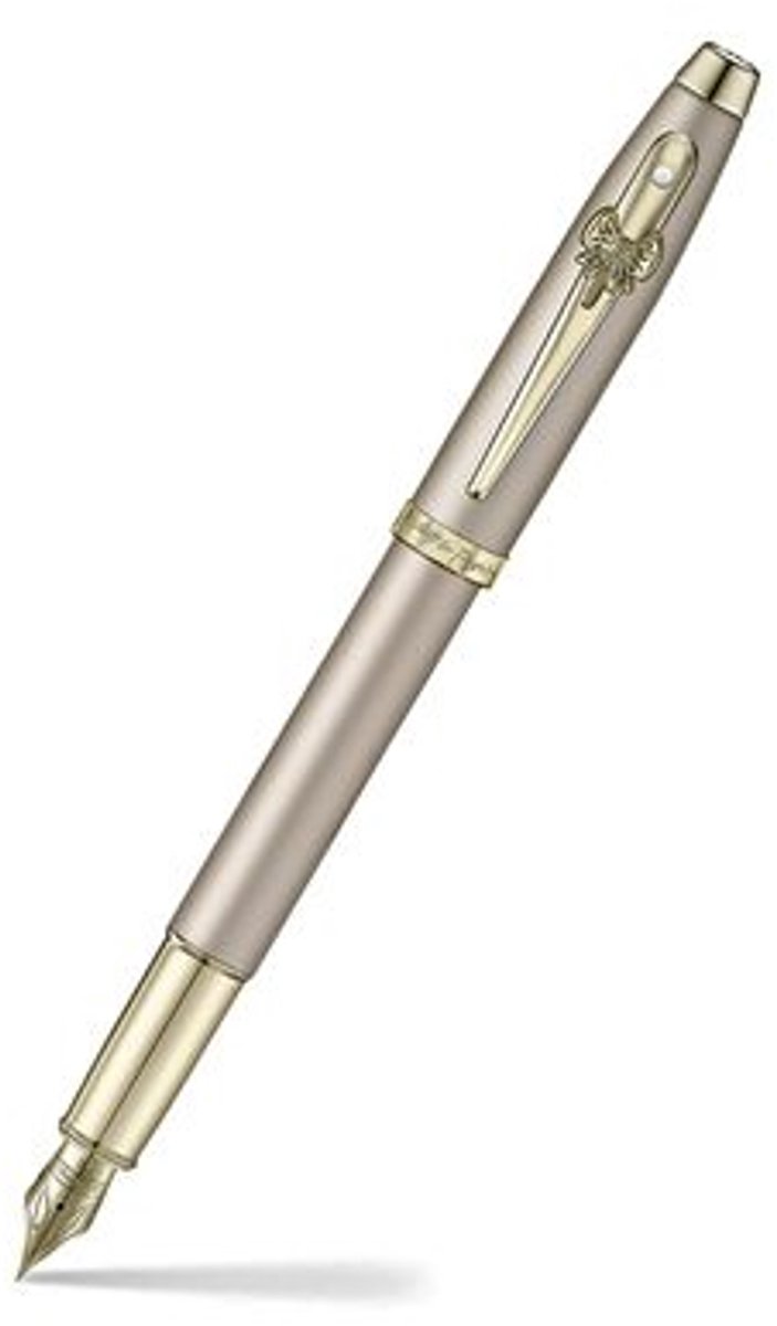Vulpen Sheaffer 100 9377 EMILY IN PARIS F Champagne Gold with champagne gold trims - bow shaped clip emblem