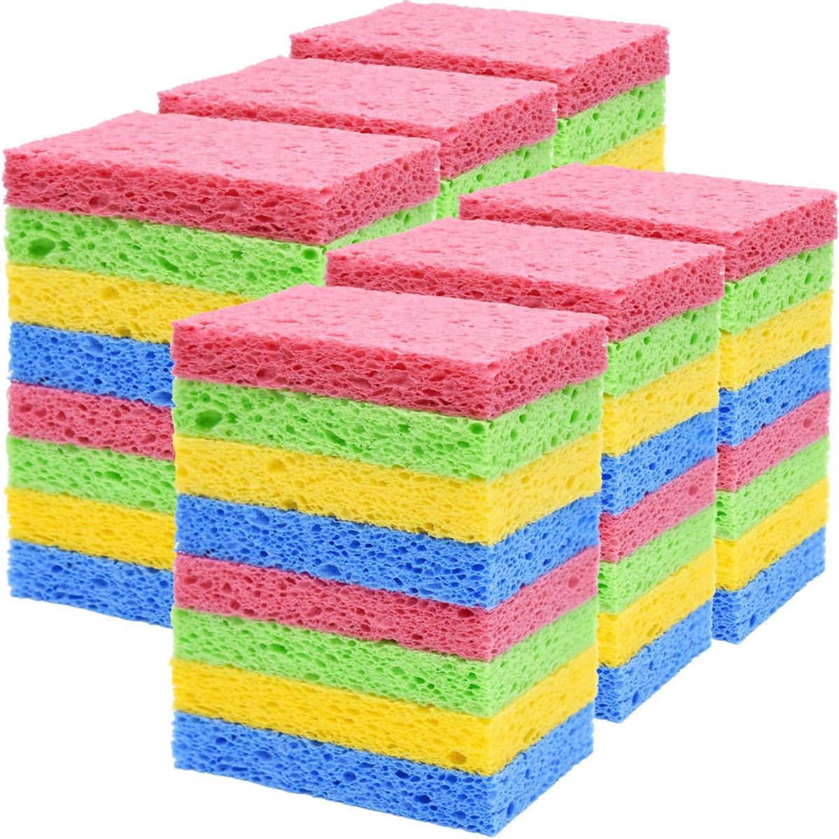 Keukensponzen Set - Vaatwas Sponzen - Keuken Reinigen - 100% Houtpulp - 48 Stuks