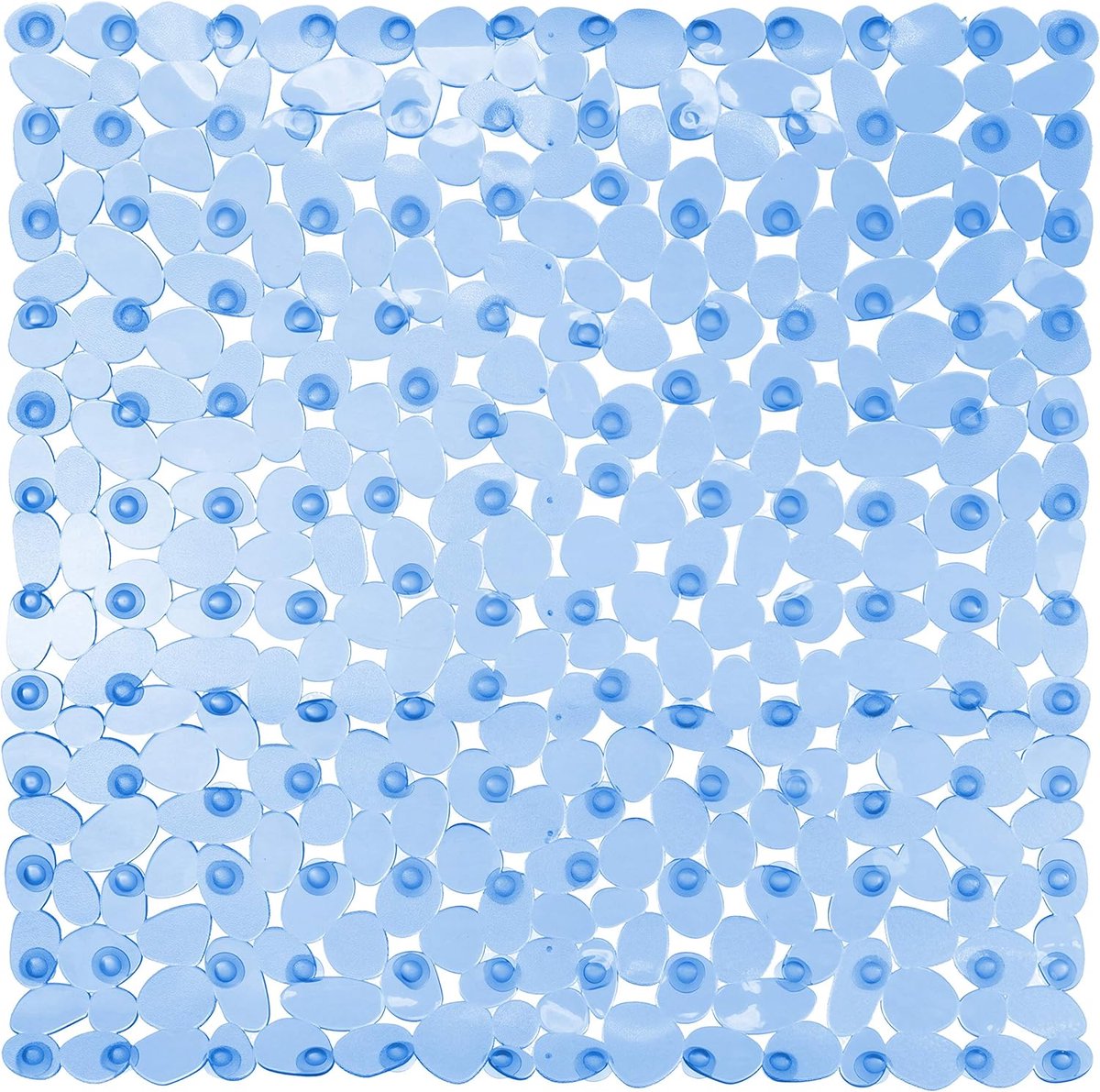 Douchemat Vierkant - Antislip Mat - Veilig Douchen - Huidvriendelijk PVC - 53 x 53 cm - Transparant Blauw