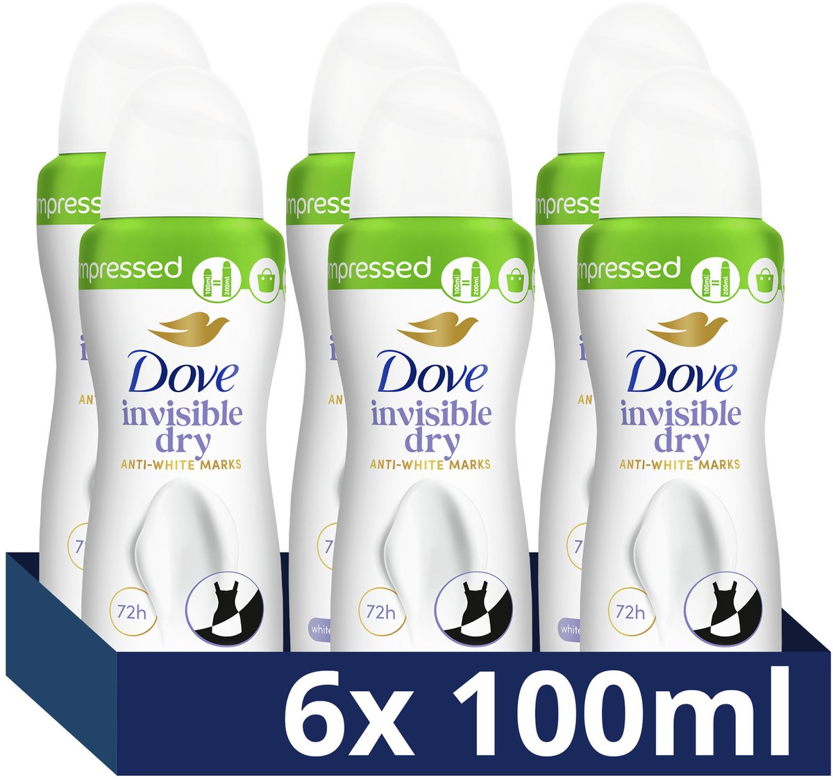 Dove Advanced Care Anti-Transpirant Deodorant Spray - Invisible Dry - bevat Pro-Ceramide technologie die de huid kalmeert en helpt herstellen - 6 x 100 ml