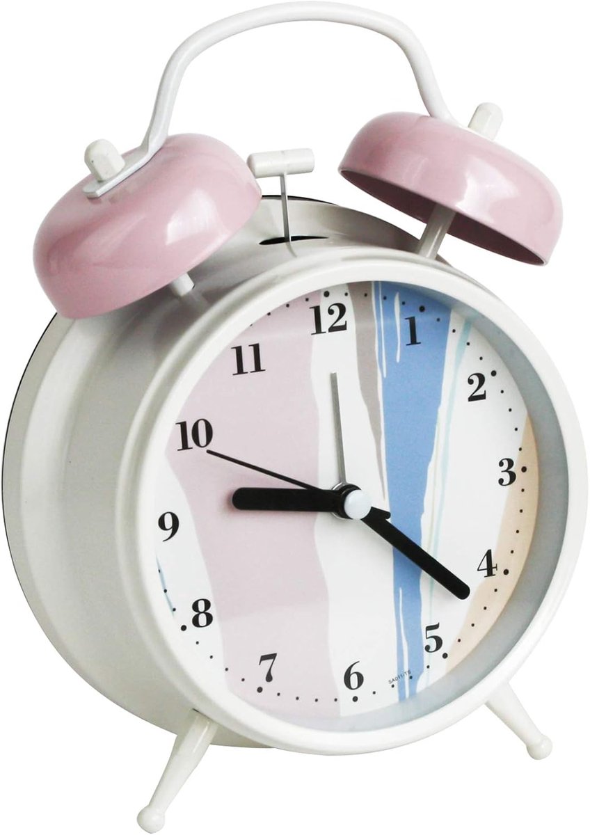 Wekker Rond - Analoge Klok - Wakker Worden - Stille Beweging - Landschap Roze