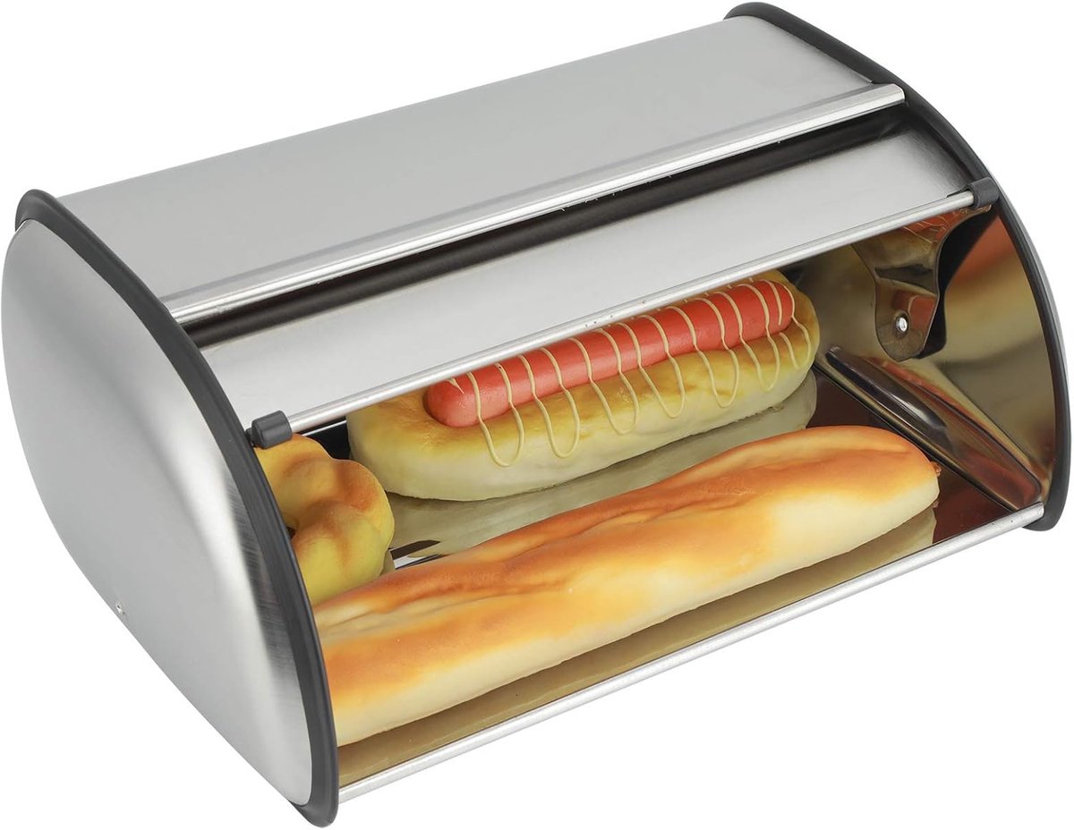 Brooddoos RVS - Broodcontainer Keuken - Brood Vers Houden - Grote Capaciteit - 33x24x15cm - Zilver