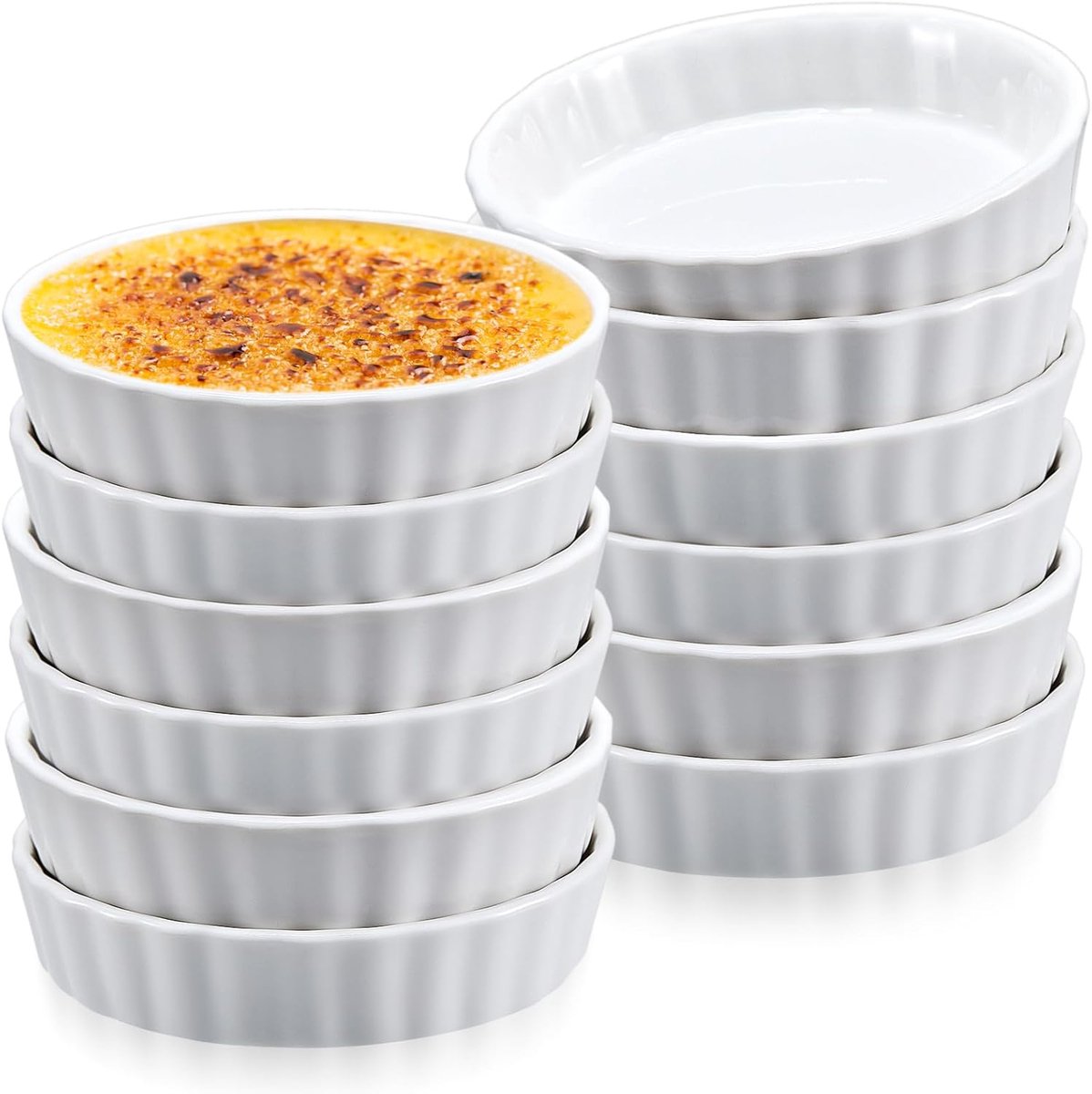 Dessert Schaaltjes - Bakjes - Desserts Maken - Ovenbestendig Keramiek - 128 cm - Wit
