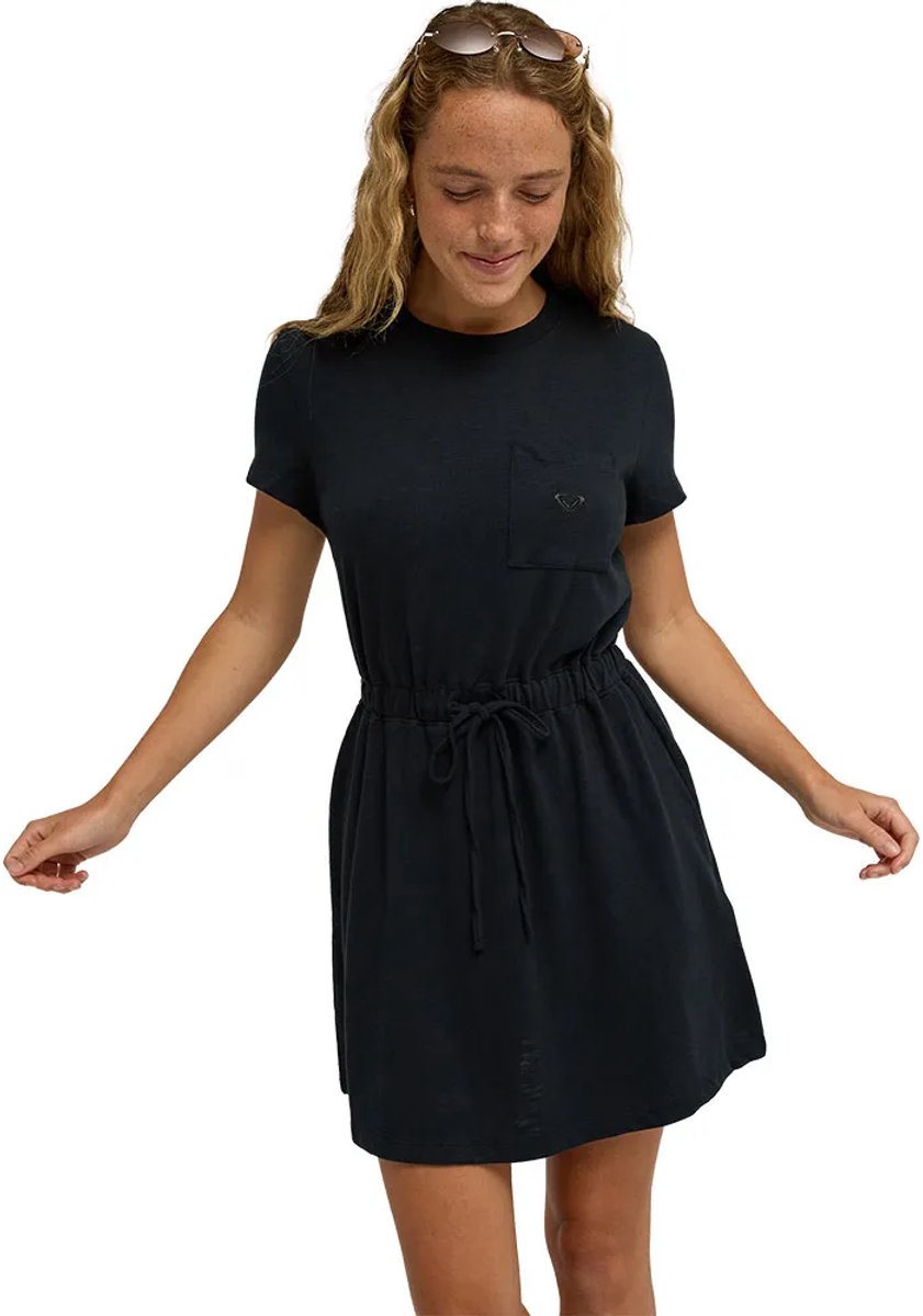 Roxy Sunny Expedition Solid Korte Mouw Jurk XS Vrouw Zwart