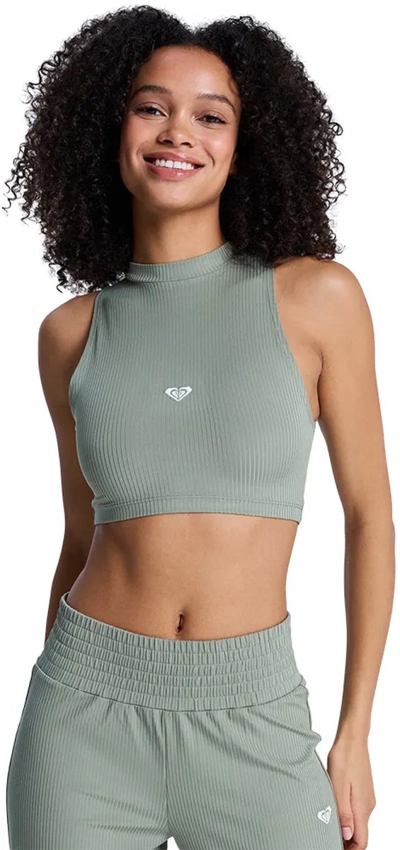 Roxy Rise & Vibe Mouwloos T-shirt Met Hoge Hals XS Vrouw Groen