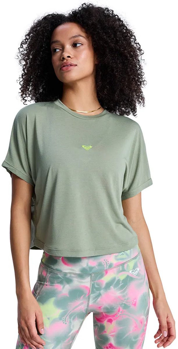 Roxy Everyday Flow Korte Mouw Top S Vrouw Groen