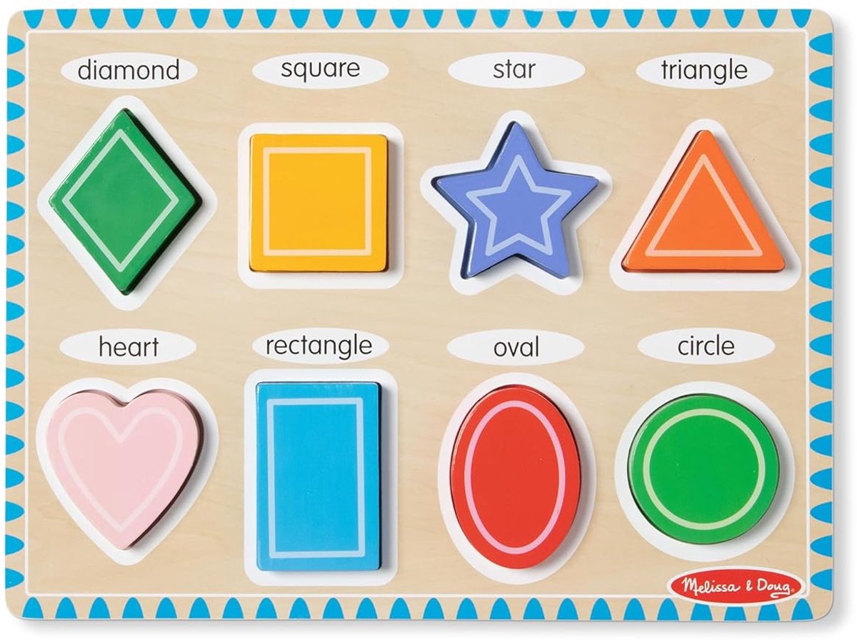 Houten Vormenpuzzel - Educatieve Puzzel - Baby Ontwikkeling - Stevige Houten Stukken - 9 x 12 Inch