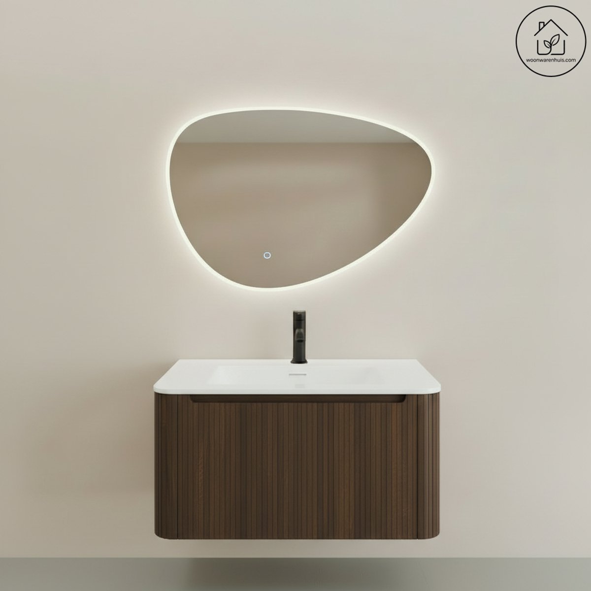 Badkamermeubelset Wiesbaden Sulora 80cm walnoot inclusief spiegel Uovo