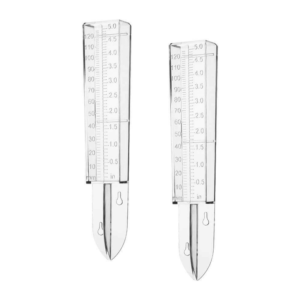 Kunststof regenmeter voor buiten – 5 inch capaciteit – Goed afleesbaar – Voor wandmontage of plaatsing in de grond (Transparant, 2 stuks)