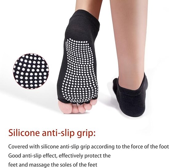 Daity Twee paar damespilatessokken/yogasokken met antisliptextuur en antislipslippers (grijs). van Merkloos — afbeelding 2