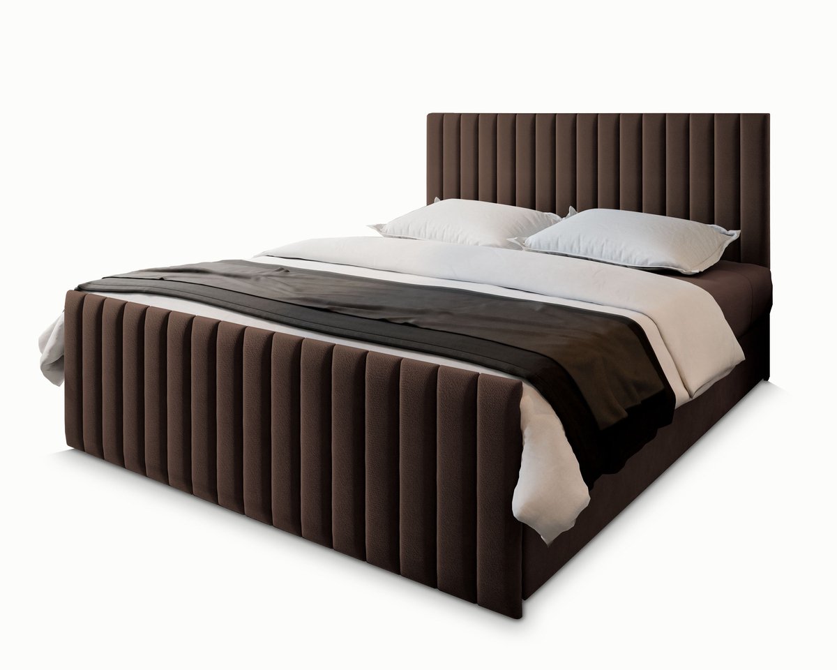 Boxspring ARION 180x200 cm met matras en topper, bedkasten - Bruin