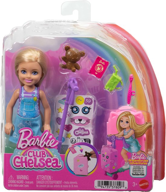 Barbie Club Chelsea Grenzeloos Avontuur Pop - Met Scooterkoffer en Accessoires — afbeelding 3