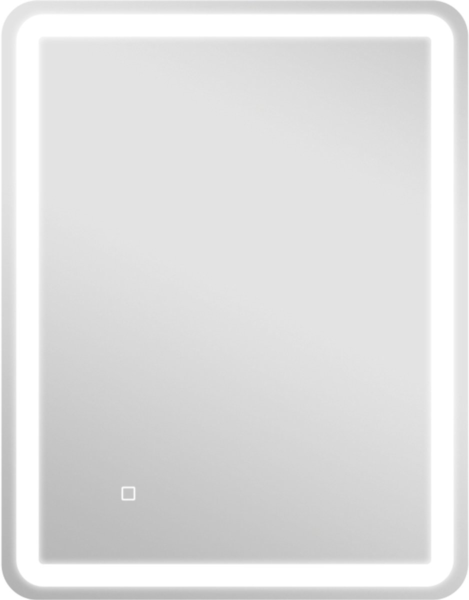 Wishdor - Badkamerspiegel - Verlicht En Anti-Condens - Met Touchbediening - Voor Badkamer - Gehard Glas - Zilver - 70 x 90 cm