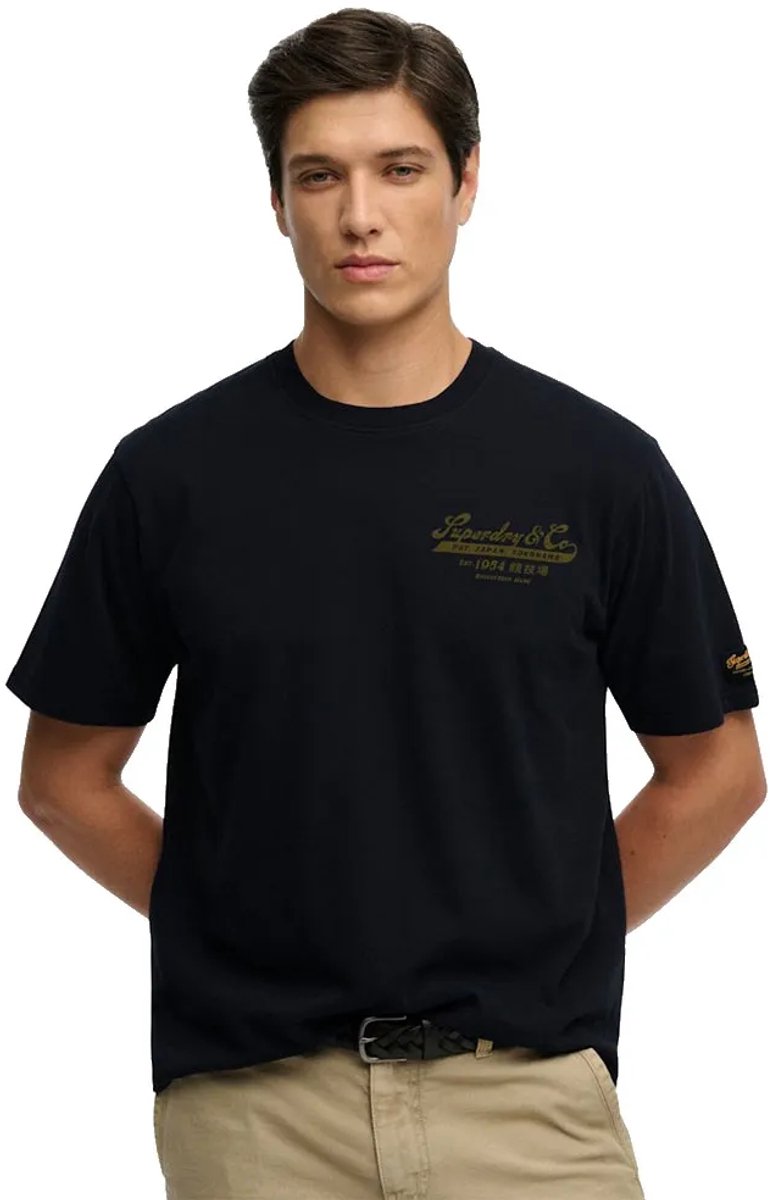 Superdry Heritage Biker Loose T-shirt Heren T-shirts Zwart