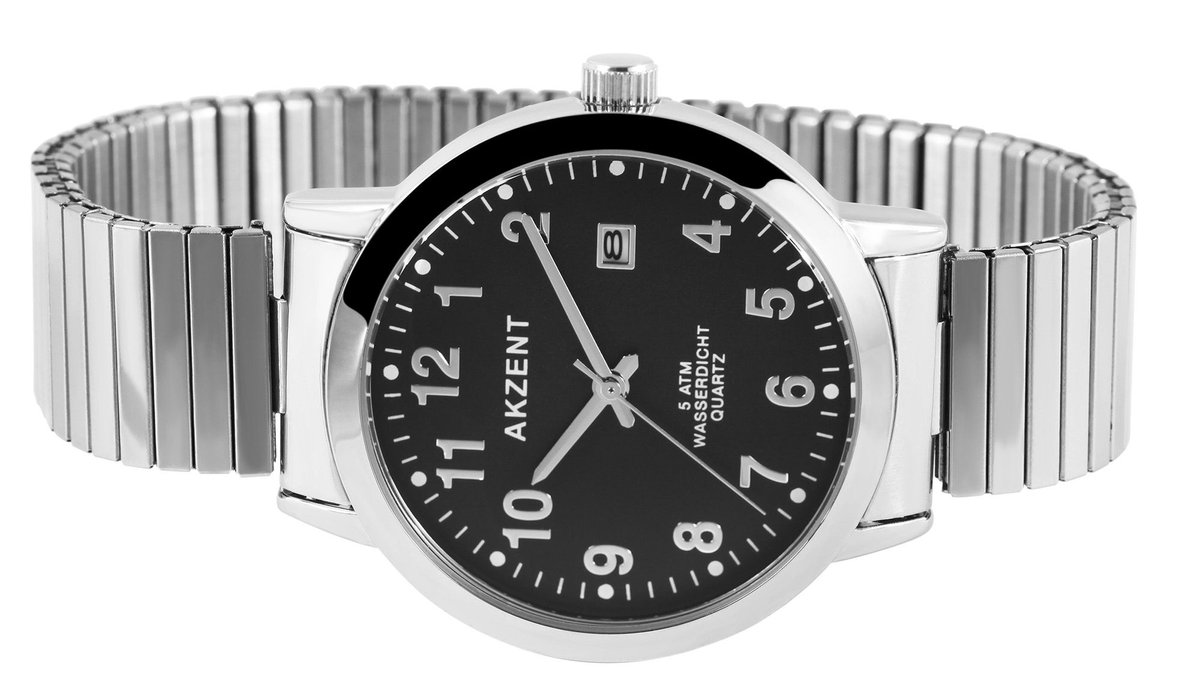 AKZENT Herenhorloge van roestvrij staal AK1695 Akzent herenhorloge met roestvrijstalen band