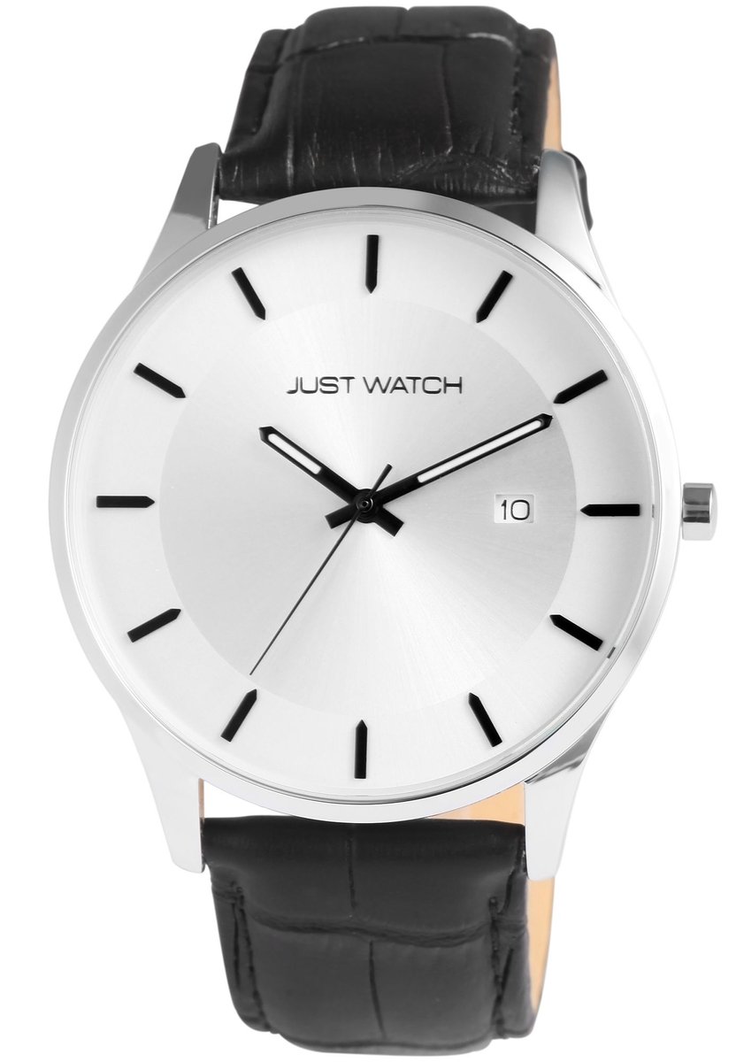 JUST WATCH Herenhorloge van echt leer Dennis met echte leren band, datumaanduiding, inclusief geschenkdoos
