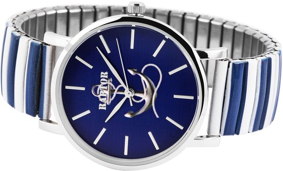 Raptor Herenhorloge siliconen JW20204 met echte leren band, 5ATM, basic, modern, zakelijk