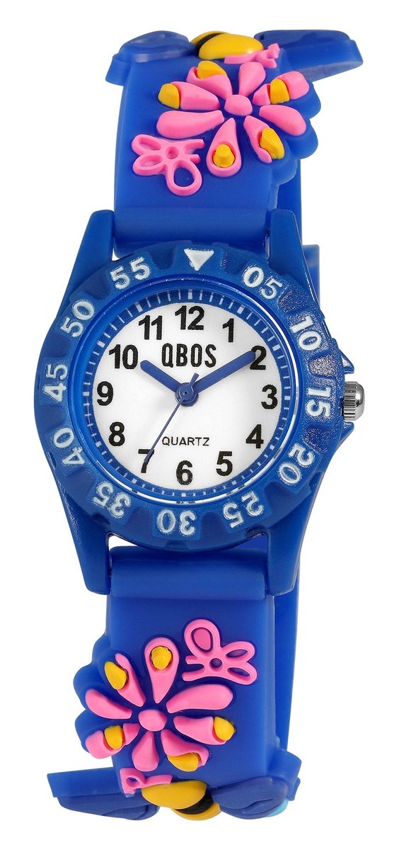 QBOS QBOS kinderhorloge van siliconen met bijenmotief, goed afleesbaar