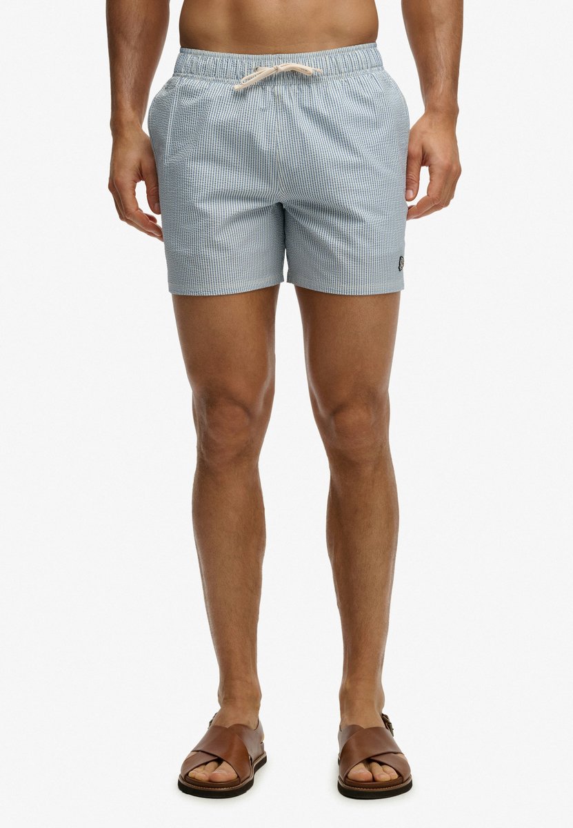 Superdry Seersucker 15-inch Zwemshort Heren Zwembroeken Rijstwit/eindeloze Hemelstreep