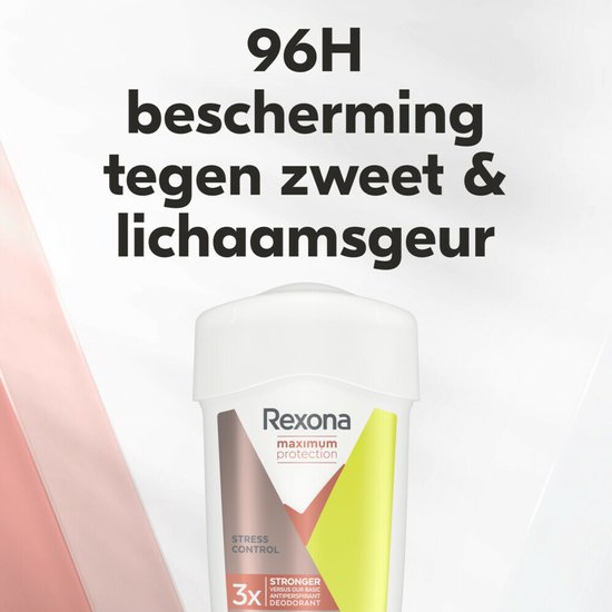 Rexona Maximum Protection deodorant stick met de tekst "96H bescherming tegen zweet & lichaamsgeur".