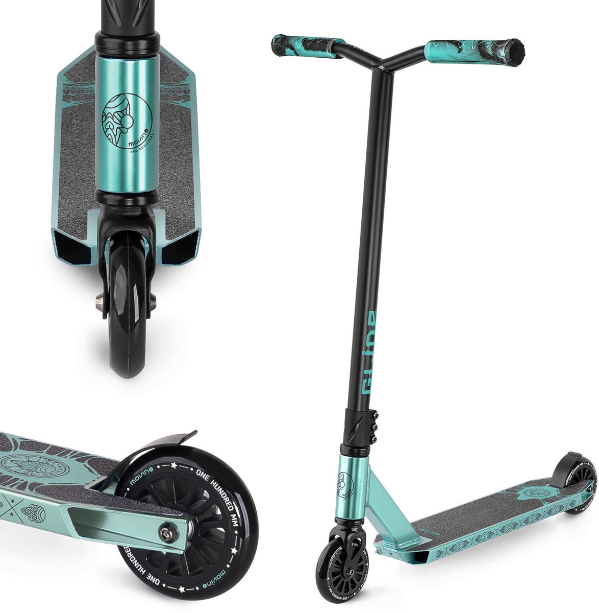 Movino Glide - Freestyle Stuntstep - Blau - Vanaf 5 jaar - Y-BAR - Lagers ABEC-9 - Aluminium - Flex Fender rem - Draagkracht tot 100 kg