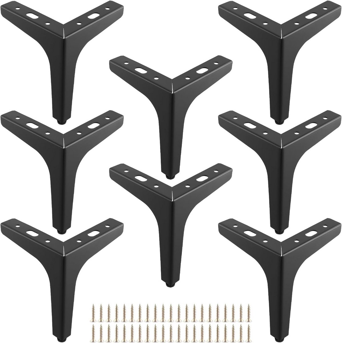 Set van 8 Zwarte Metalen Meubelpoten - 15 cm Driehoekig - Voor Kast, Bank en Tafel
