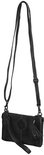 Zwarte leren clutch met lange schouderband
