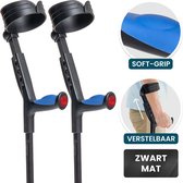 SageCare® Inklapbare Elleboogkrukken (Set van 2) voor volwassenen – Lichtgewicht Verstelbare Loopkrukken – Snel Inklapbaar Zonder Knoppen – Softgrip Handvatten & Reflector – Mat Zwart – Ideaal voor Revalidatie