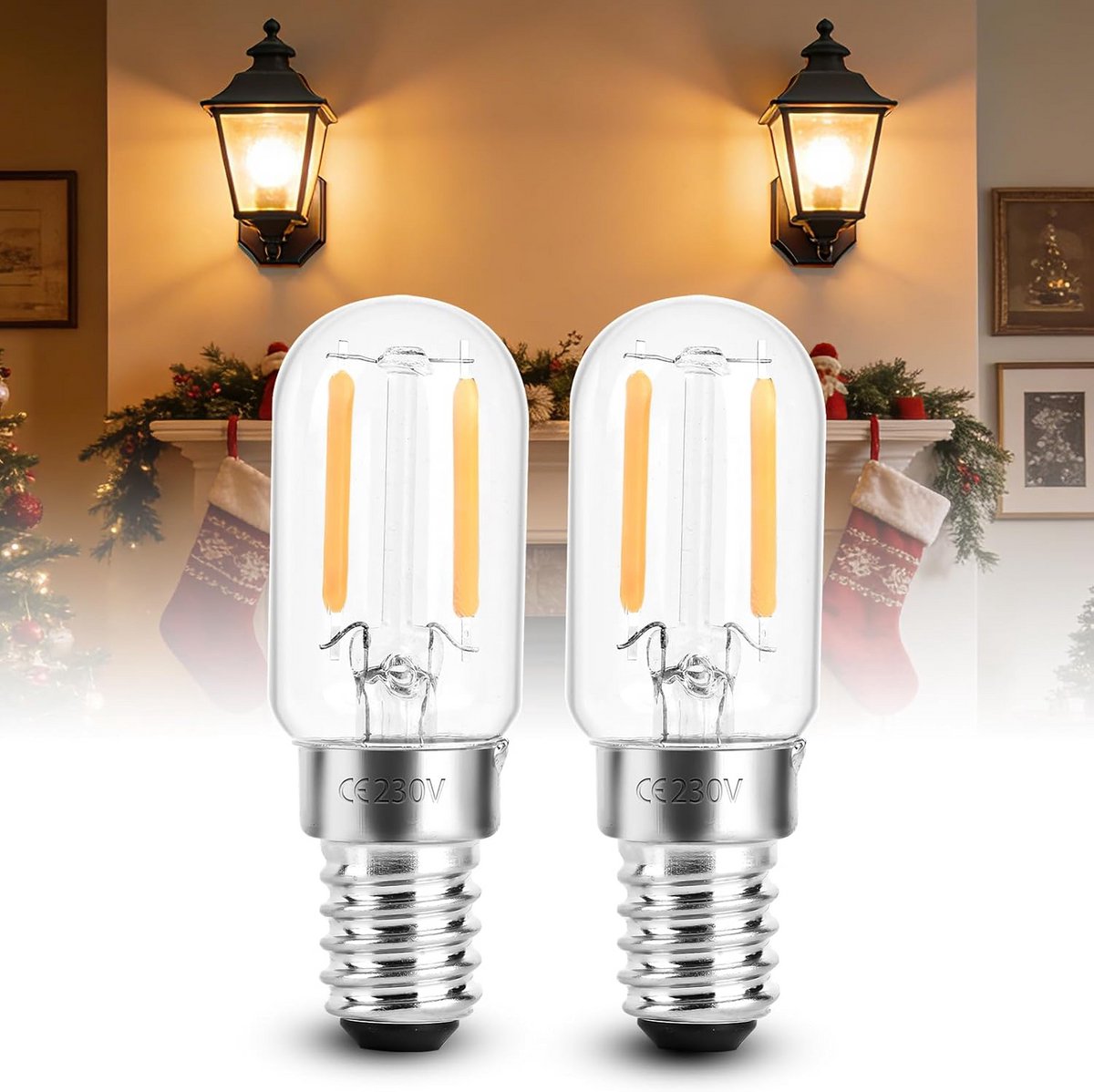Set van 2 Kleine E14 LED Lampen Warmwit 2200K T22 Edison Fitting Nachtlamp