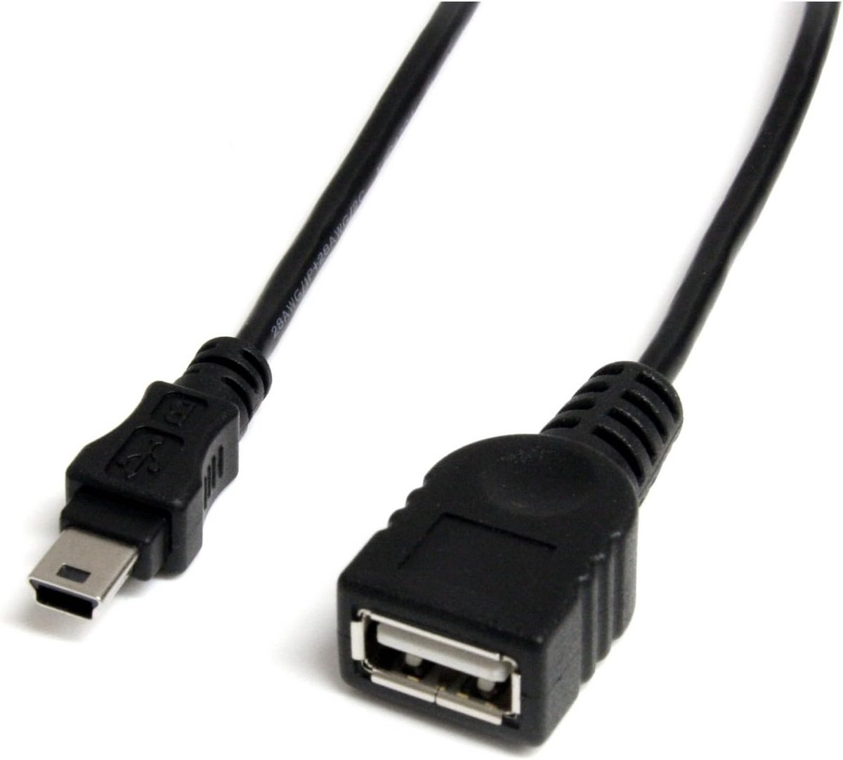 Korte USB 2.0 Kabel A naar Mini B - 30 cm - Voor opladen en dataoverdracht