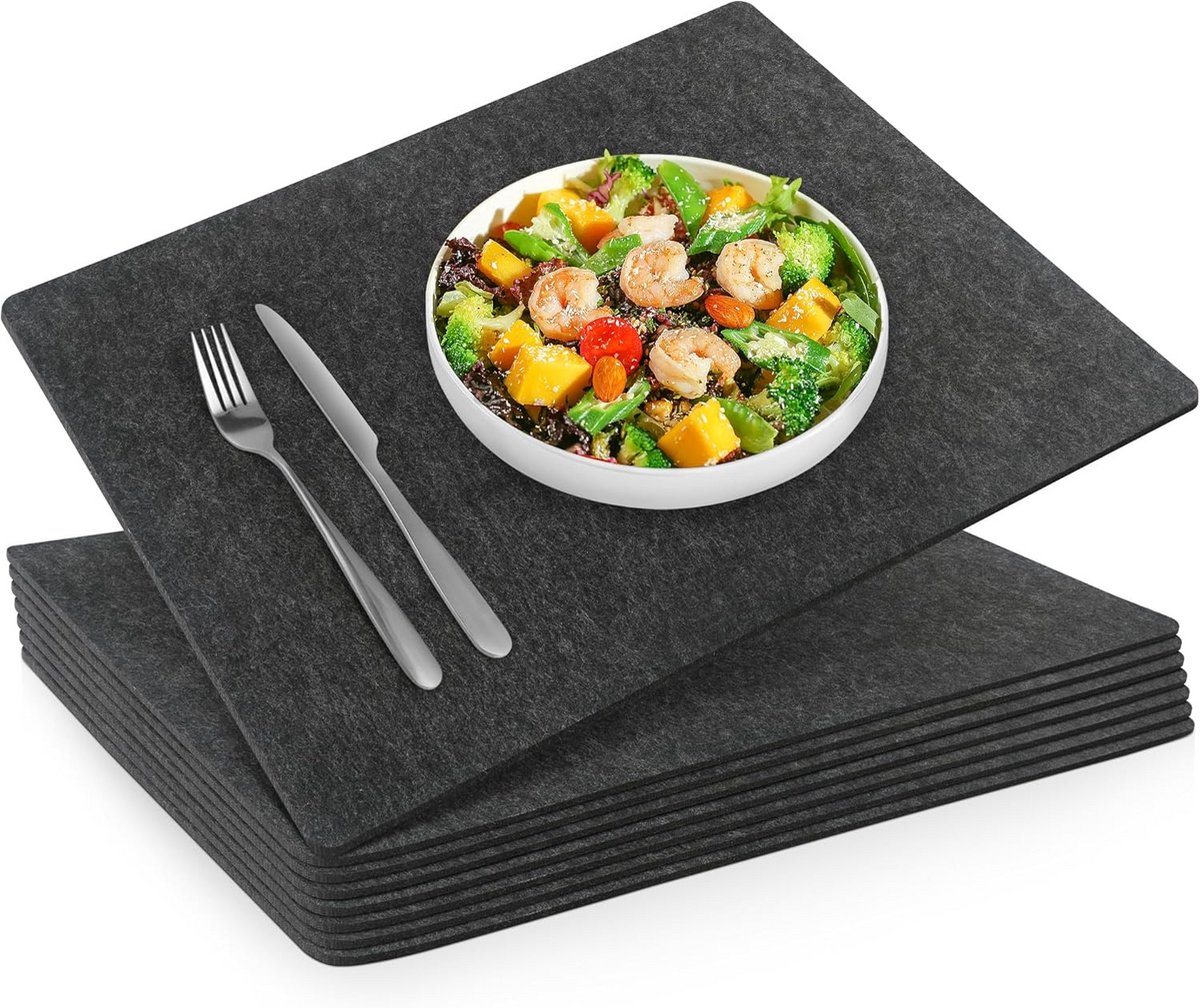 8 stuks Vilten Placemats 44x32 cm Dikke Tafelonderleggers Grijs Afwasbaar