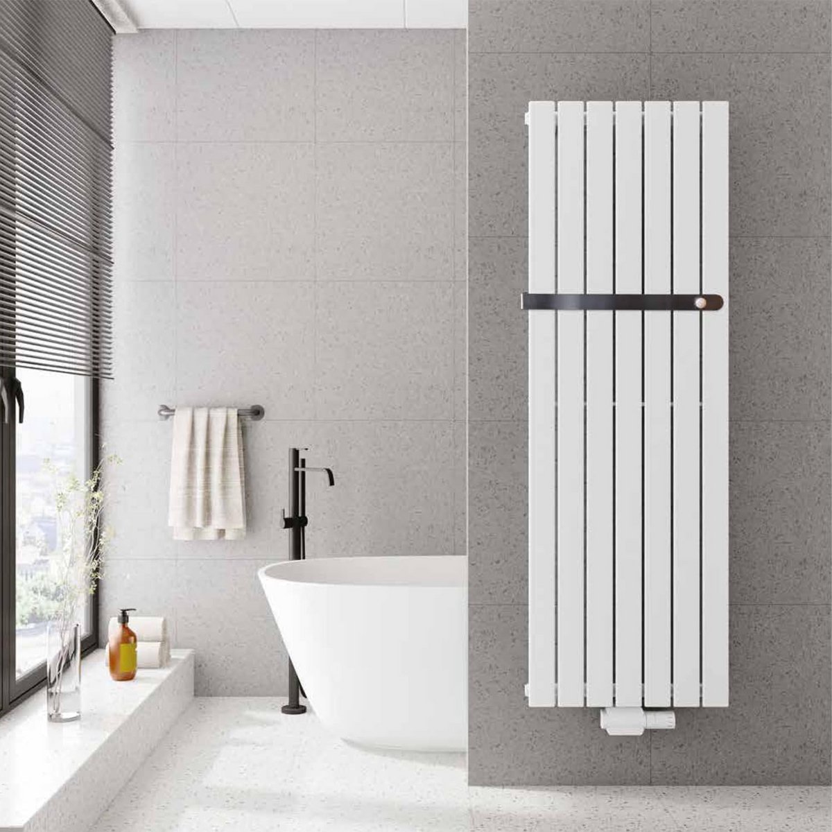 Vertical Paneelradiator Wit/Antraciet 60x160 cm - Enkele Plaat Centrale Aansluiting
