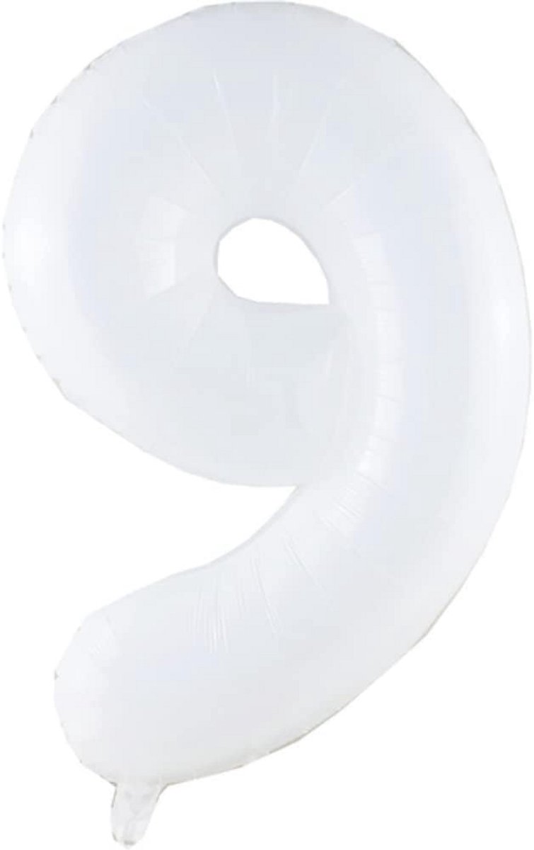 XXL Cijferballon 9 Wit - Folieballon voor 9e Verjaardag Feestdecoratie