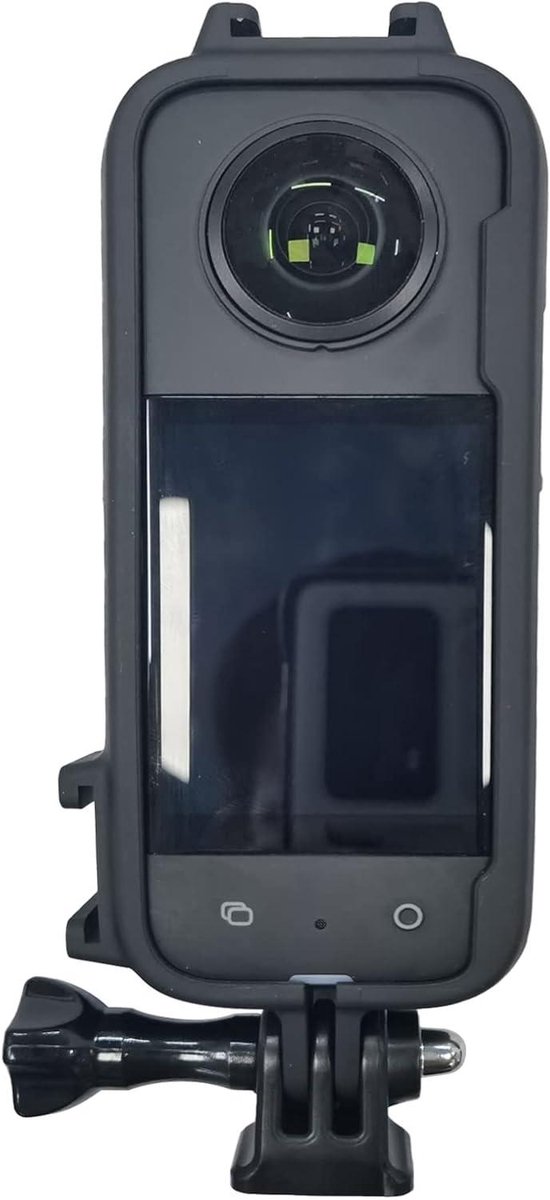 Beschermend frame voor panoramische actiecamera met 2 cold shoe-interfaces