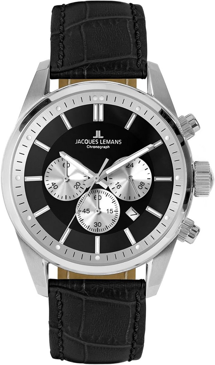 Herenhorloge Analoog Zwart Zilver Kwarts met Leren Band